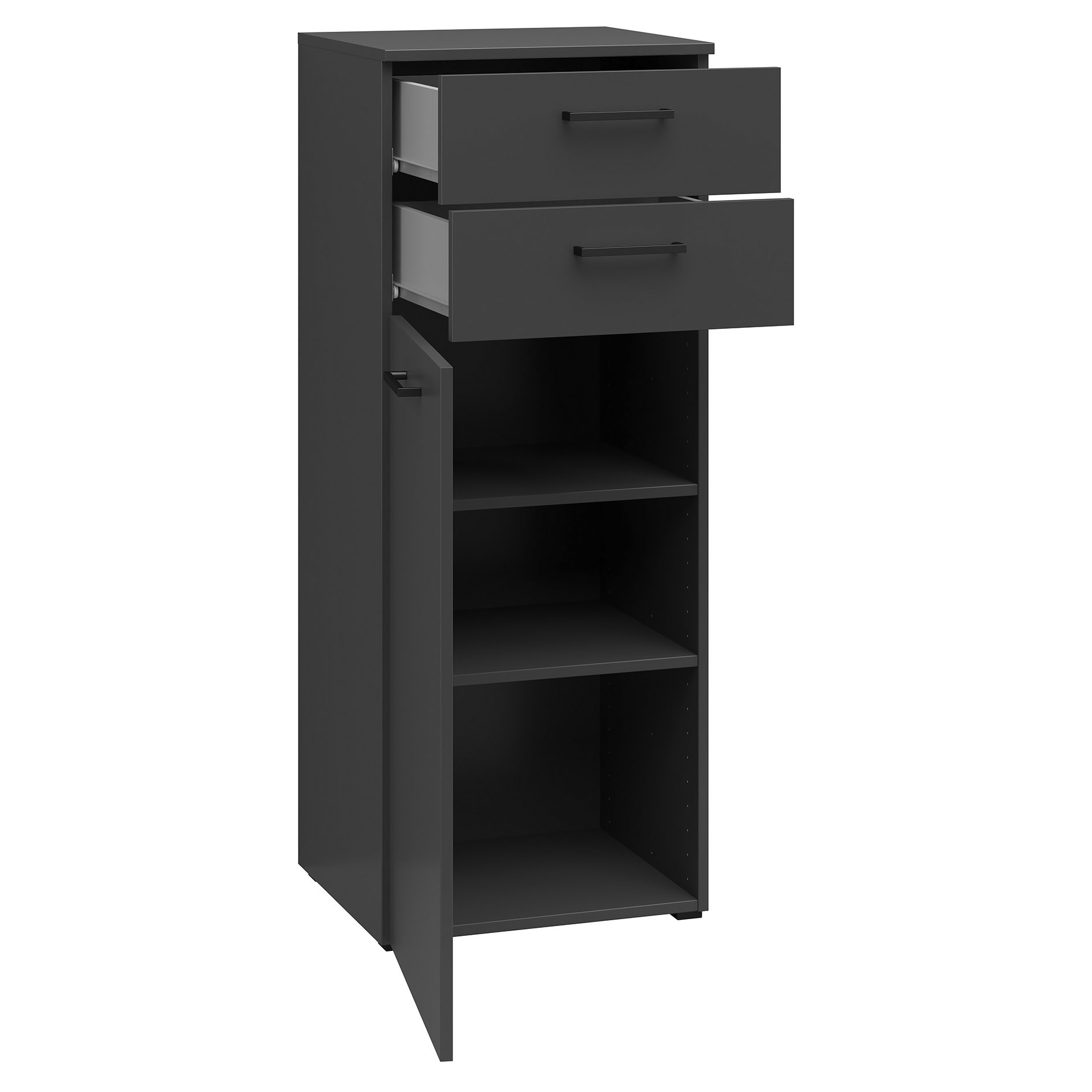 Kommode - anthrazit - eine Tür - 2 Schubkästen - 45 cm