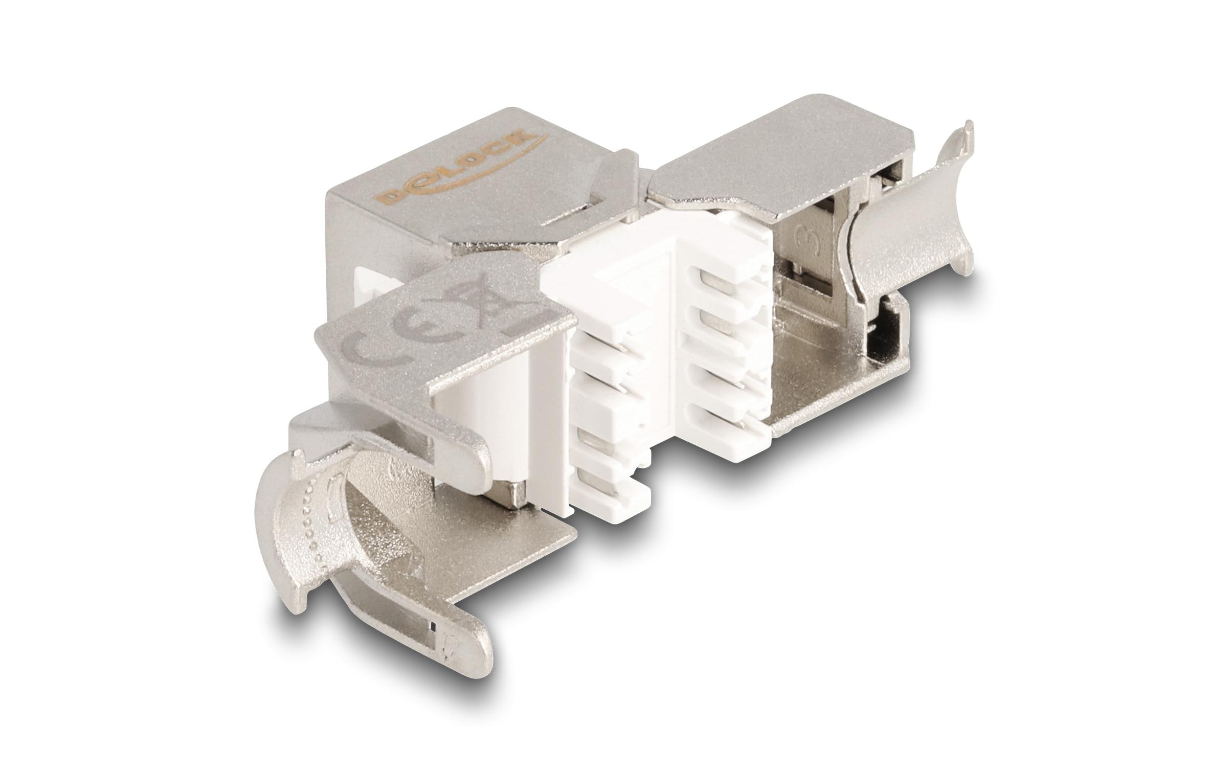 Keystone-Modul RJ45 Cat.6A mit roter StaubschutzkappeDelock Keystone Modul RJ45 Buchse zu LSA Cat.6A werkzeugfrei mit roter Staubschutzkappe