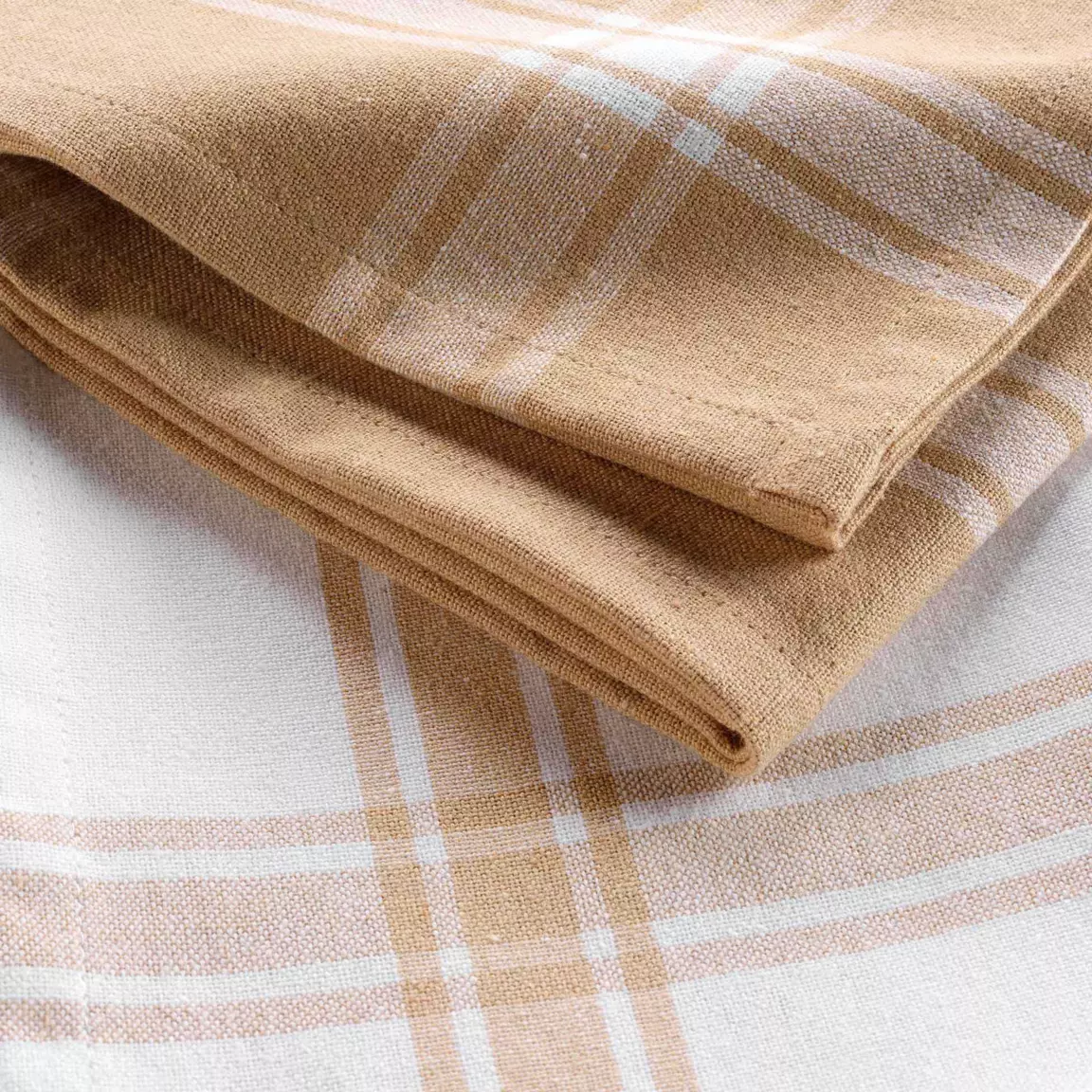 Lot de 2 torchons coton recyclé Cuisiline Beige