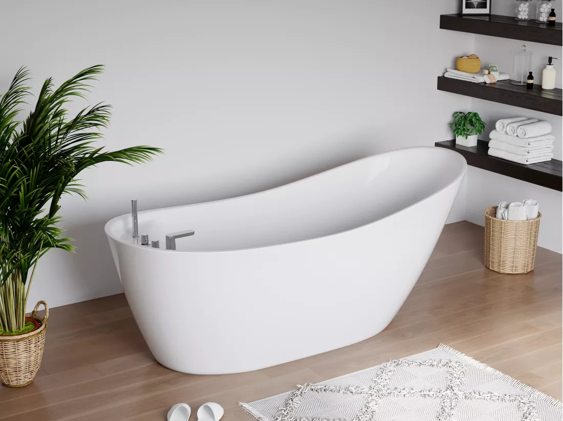 Baignoire îlot NATALIA avec robinetterie - 282L - 170*75*73cm - Blanche