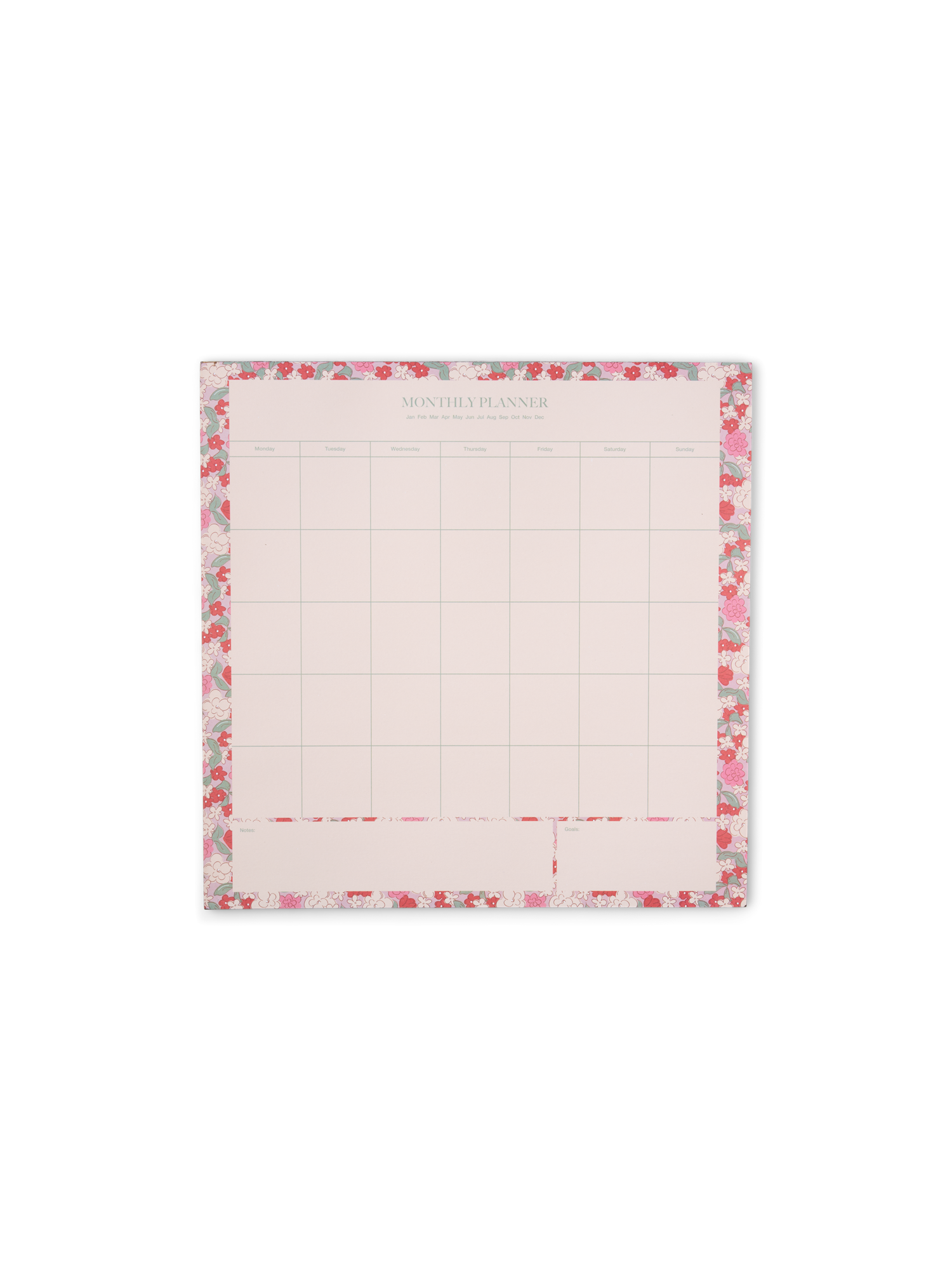 Månedskalender | Papir. 26,5 x 26,5 cm. | Rose