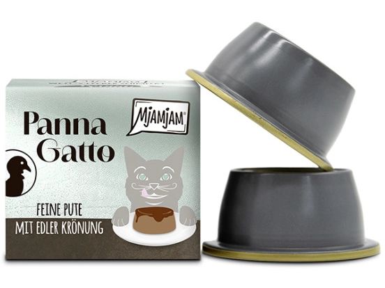 Mjamjam Panna Gatto Pute mit edler Krönung, 2 x 80 g Alleinfuttermittel für ausgewachsene Katzen