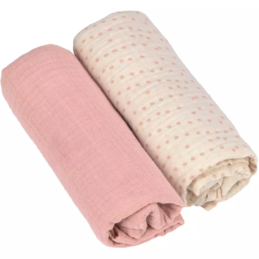 LÄSSIG Mulltücher L 2er Pack rose 80 x 80 cm