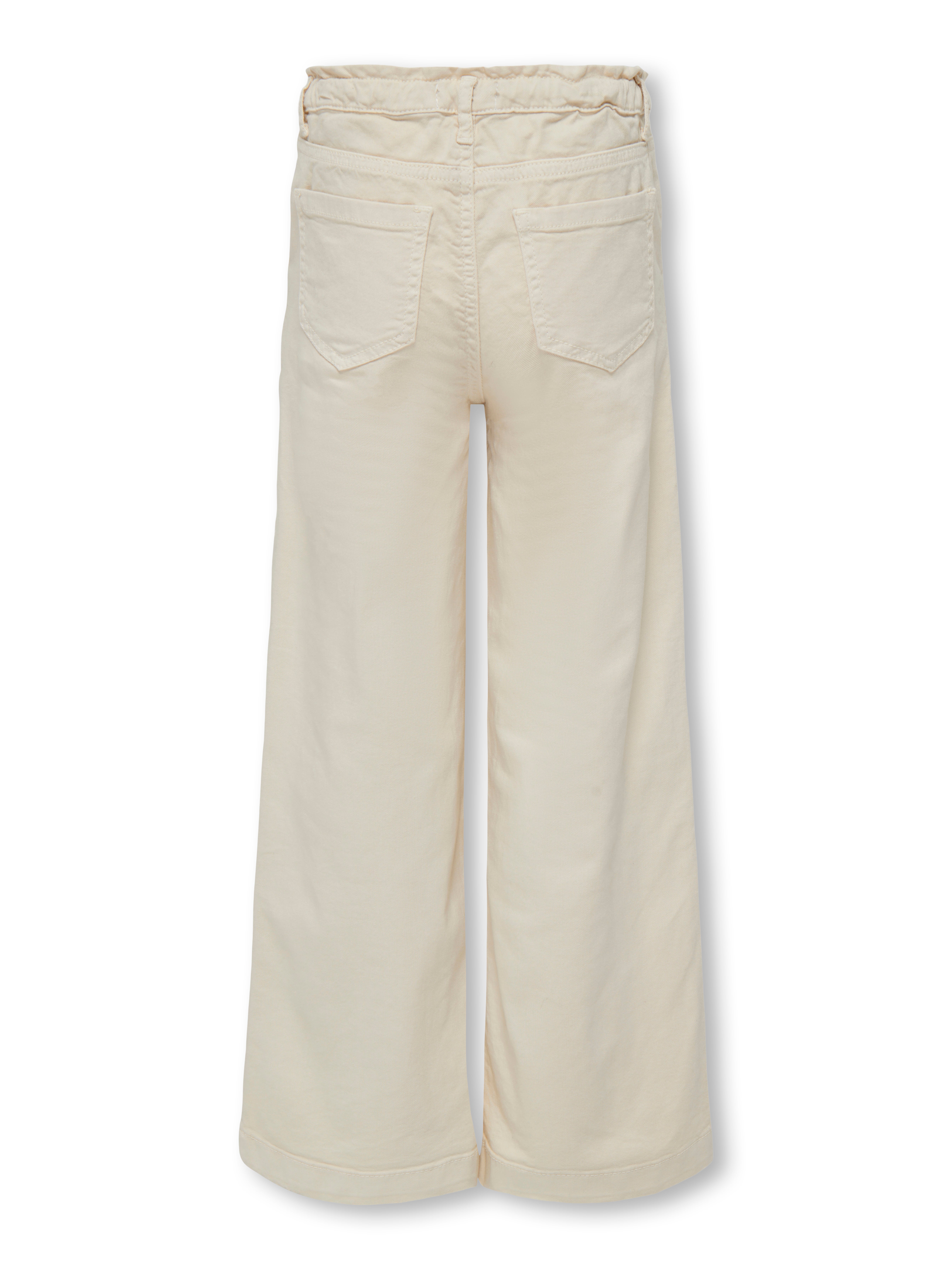 KOGNEW Mittlere Taille Verkürzt Hose mit weitem Beinschnitt Ecru
