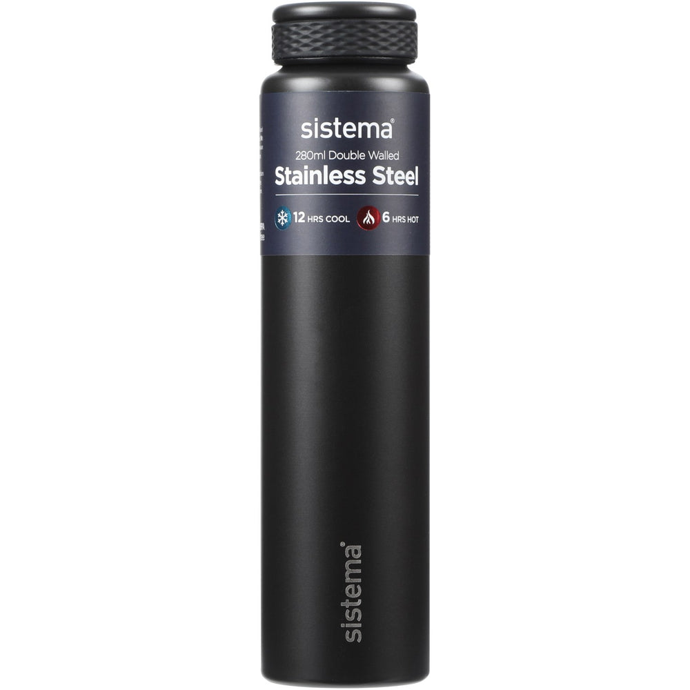 Køb Sistema Black Stainless Steel Drikkedunk 280 Ml
