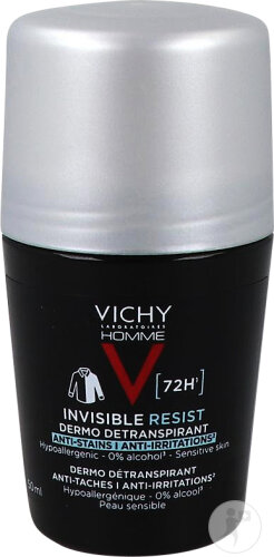 Vichy Homme Invisible Resist Détranspirant 72h Anti-Irritations Peaux Sensibles 50ml