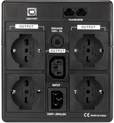 Vultech - UPS2000VA-PRO - UPS - Zwart - Line-interactive 2 kVA 1025 W met 4 AC-uitgangen