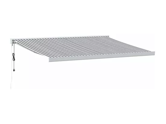 Auvent rétractable anthracite et blanc 4x3 m tissu et aluminium
