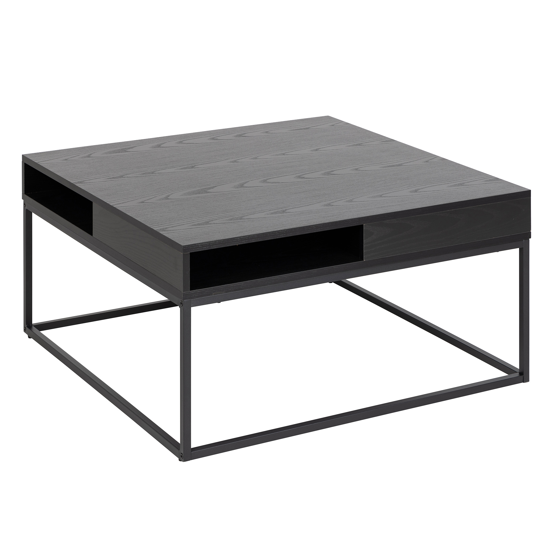 Couchtisch WILLFORD - schwarz-Esche - Ablage - 80x80 cm