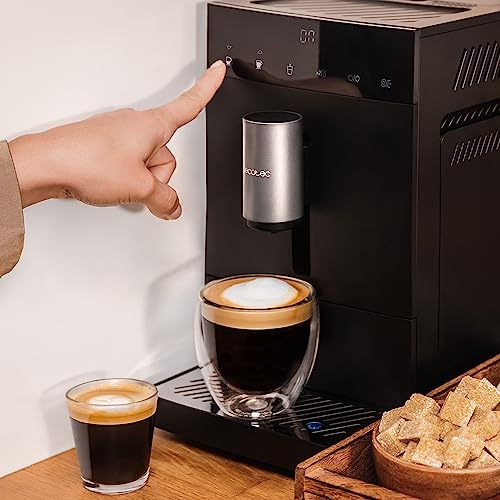 Cecotec Cafetière Superautomatique Compacte Cremmaet Compact. 1350 W, 19 Bars, Système de Chauffage par Thermobloc, Réservoir de 150 g de Café avec Moulin Intégré et 1,1 L, Nettoyage Automatique : Cuisine et Maison