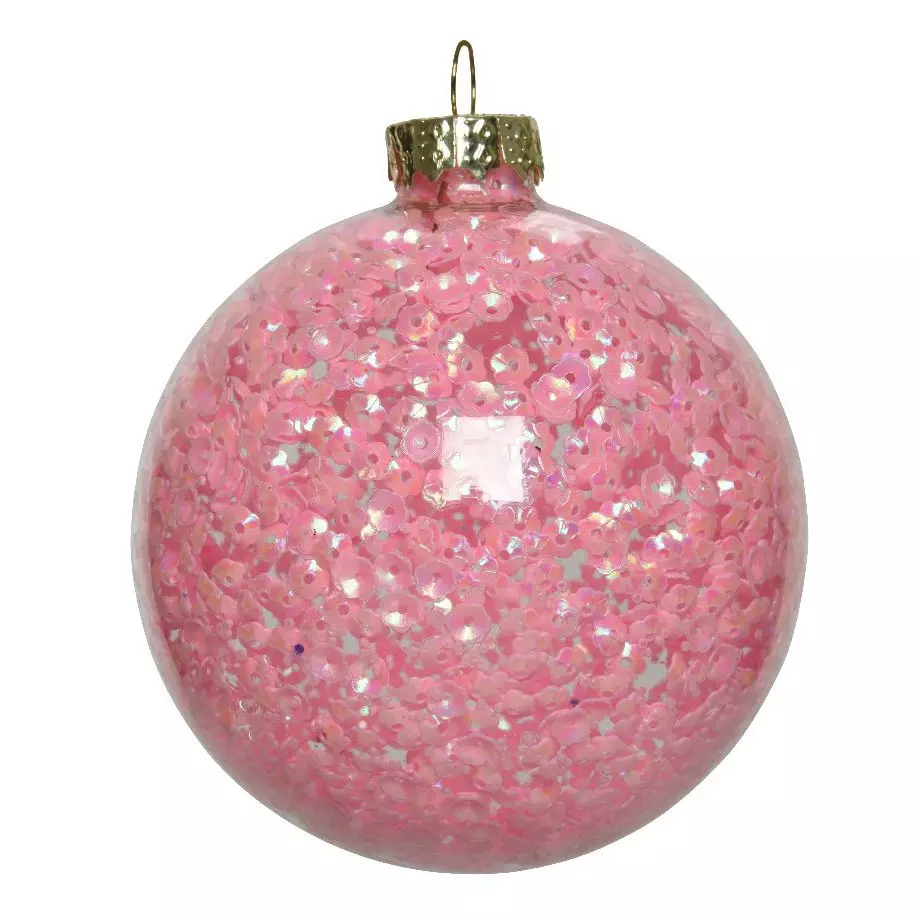 Lot de 3 boules de Noël en verre (D80 mm) Rosy Rose poudré
