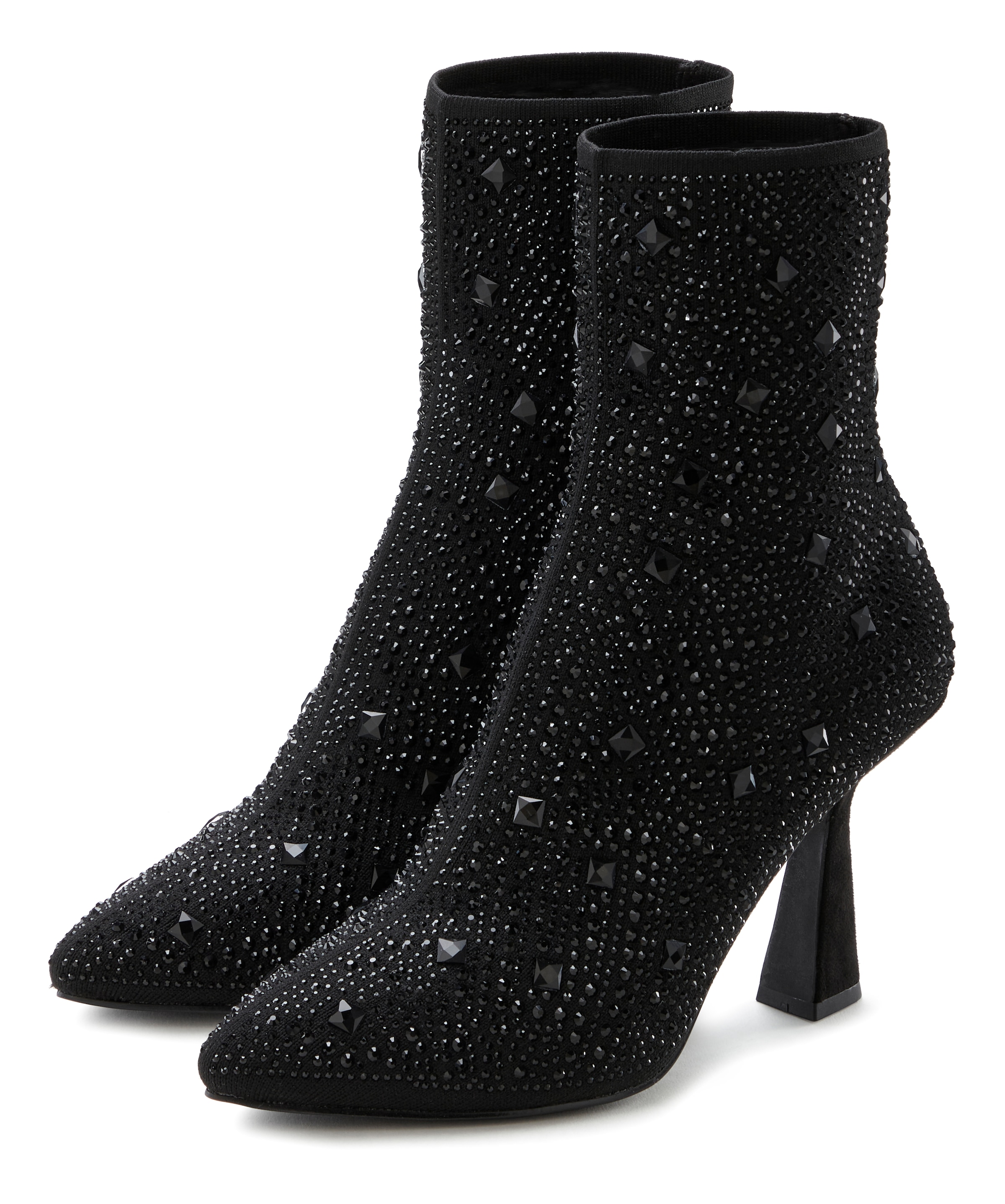 LASCANA High-Heel-Stiefelette »Sock Boot,«  Schlupf-Stiefel, Ankle Boots, elastisches Material, Schmucksteinchen