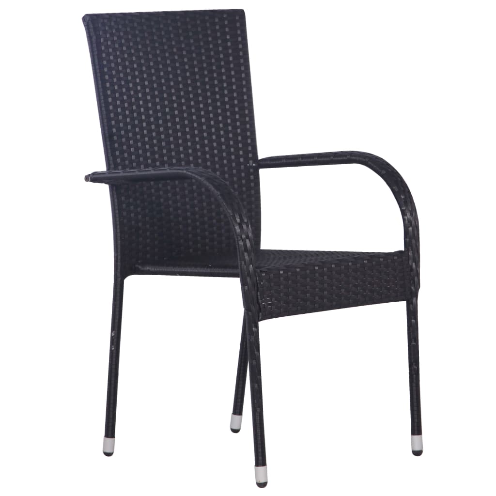 Mobilier à dîner de jardin 5 pièces noir résine tressée