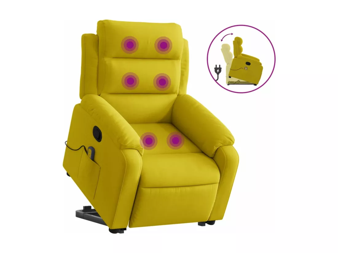 Fauteuil massant inclinable Jaune Velours