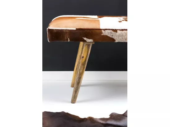 Banc en fourrure 120cm Bois Massif Rembourré Banc Banquette salle manger