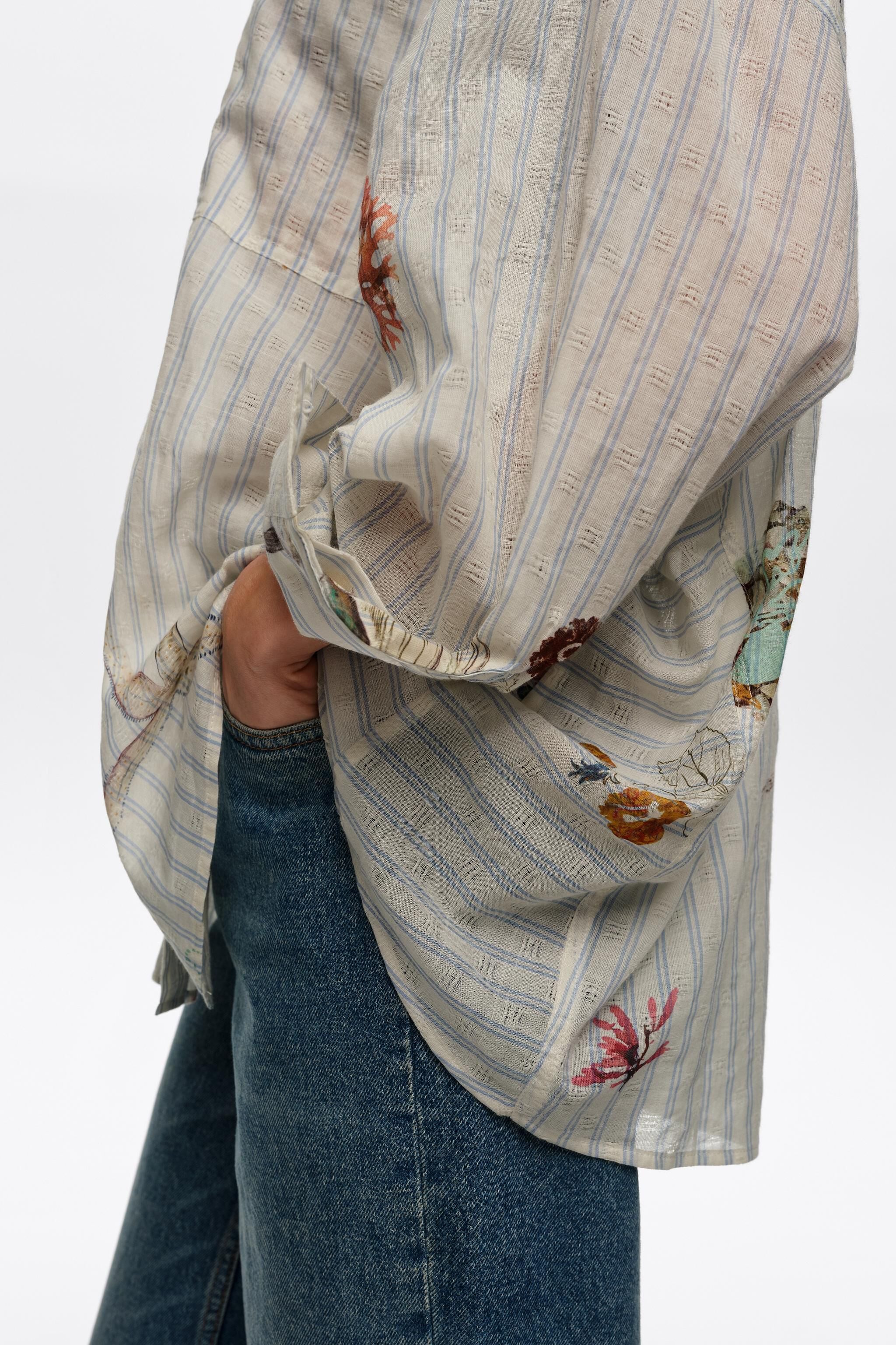 Camisa oversized listrada Seabed de algodão