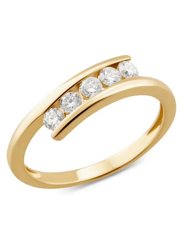 Croisé-Ring, 5 Brillanten, LG, feines weiß, Gold 375