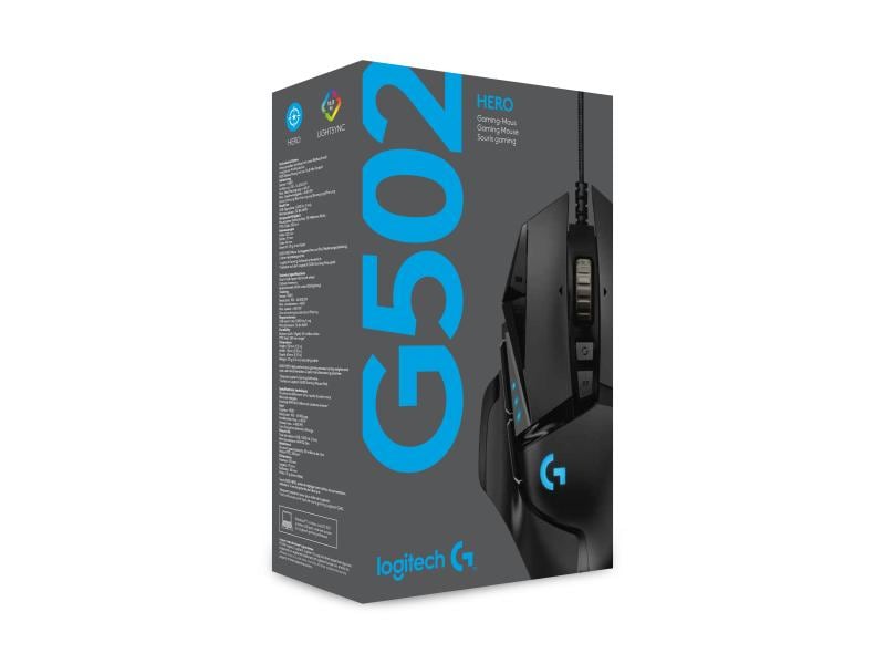 Logitech Gaming-Maus G502 HERO Hochpräzise Gaming-Maus mit justierbarem Handling und RGB-Beleuchtung