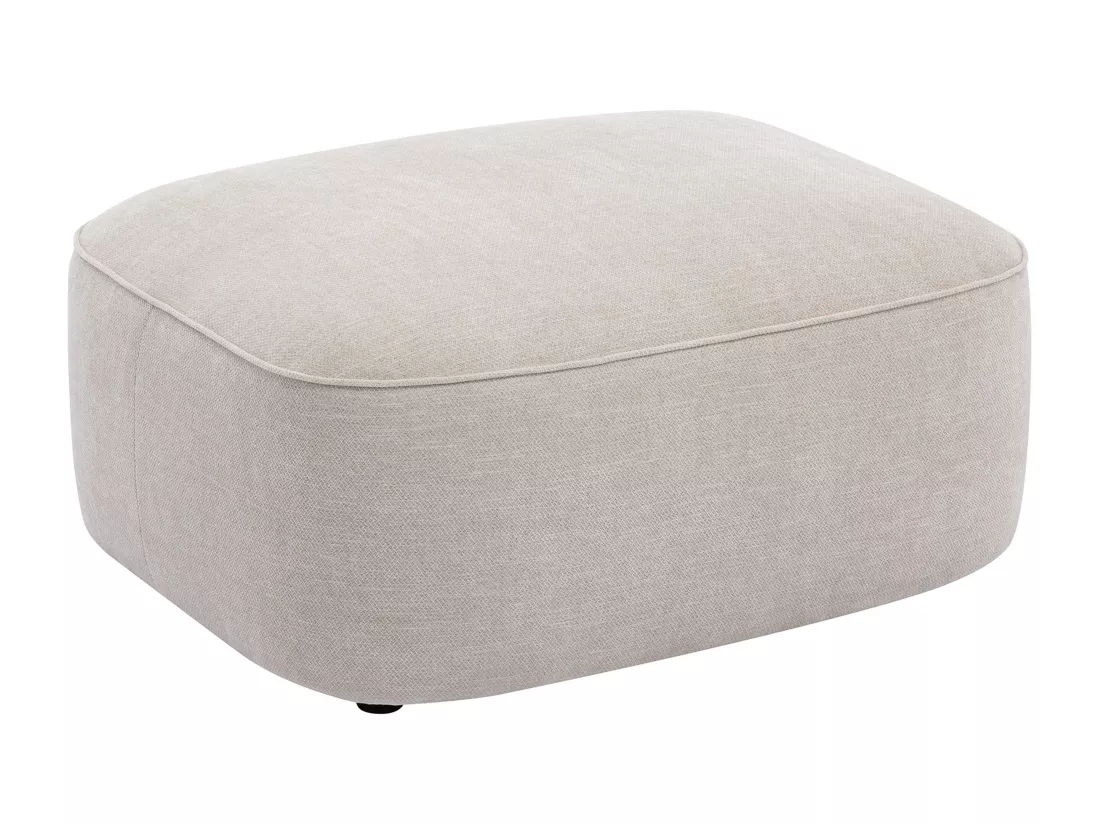 Canapé d'angle droit et pouf en tissu texturé beige POMIANGO