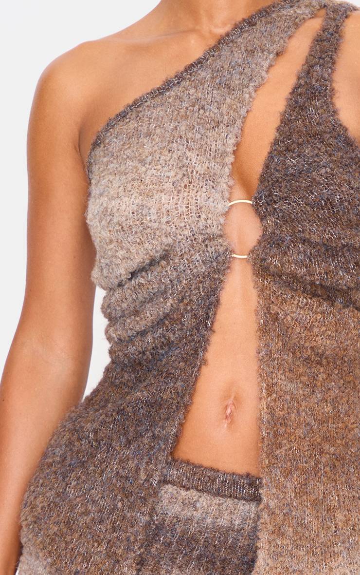 Moka Haut En Maille Texturée À Rayures Avec Anneau Et Découpe Asymétrique