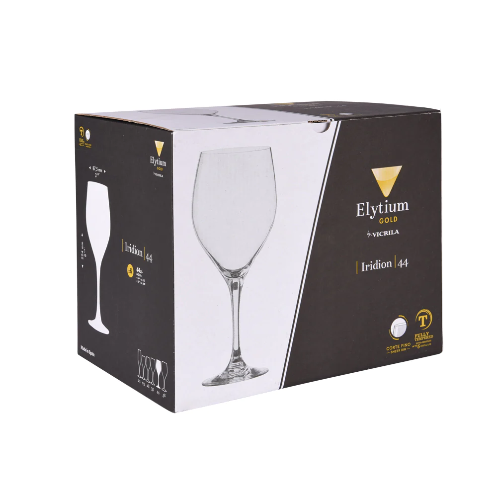 Boîte de 6 verres à pied trempés Iridion 44 cl Vicrila