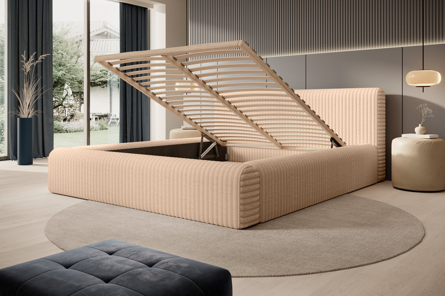 Trae Mobler Hana 160 x 200 cm Gestoffeerd Bed Beige