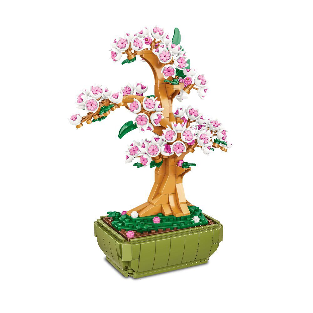 Pot avec fleurs en bloc de construction - 3 modèles
