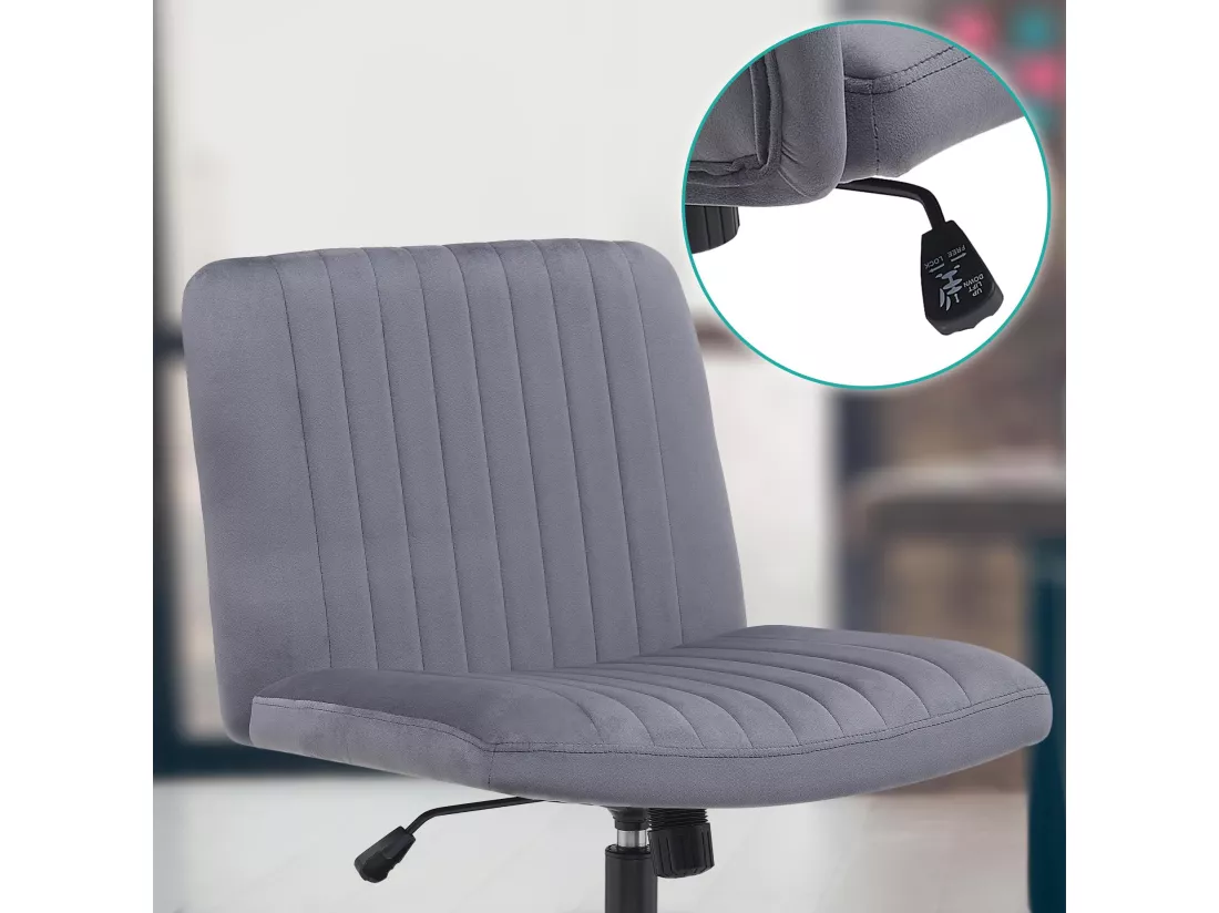 Chaise de bureau - Velours - Gris foncé - Kingman