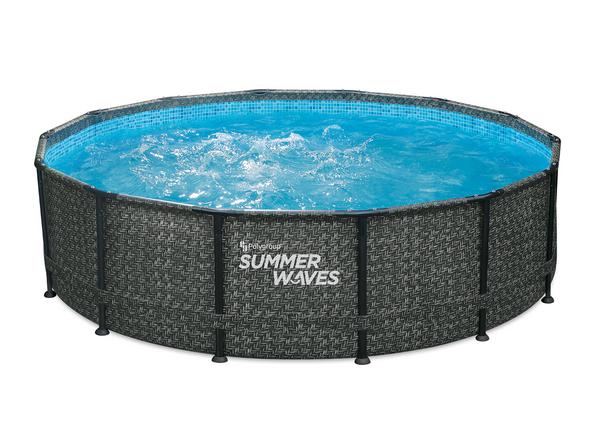 Summer Waves Frame Pool Rattan, grau