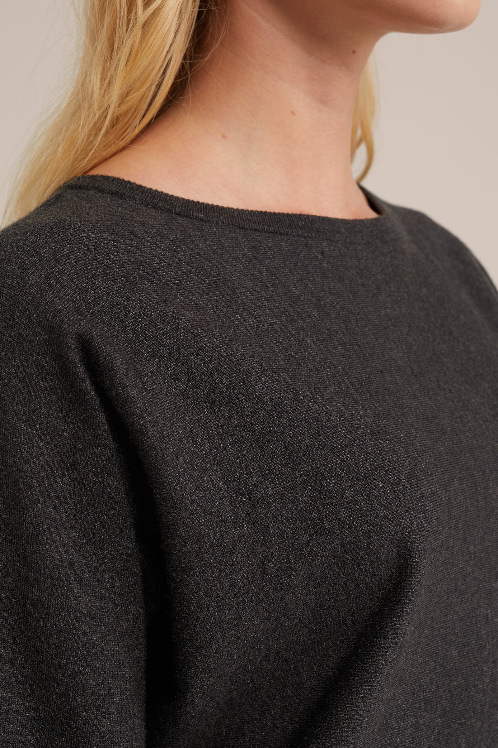 fijngebreide jurk WE Fashion Donkergrijs gemeleerd