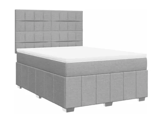 Sommier à lattes de lit avec matelas Gris clair 160x200cm Tissu
