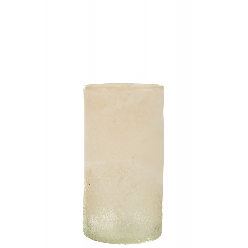 Vase cylindre en verre beige 15x15x30 cm