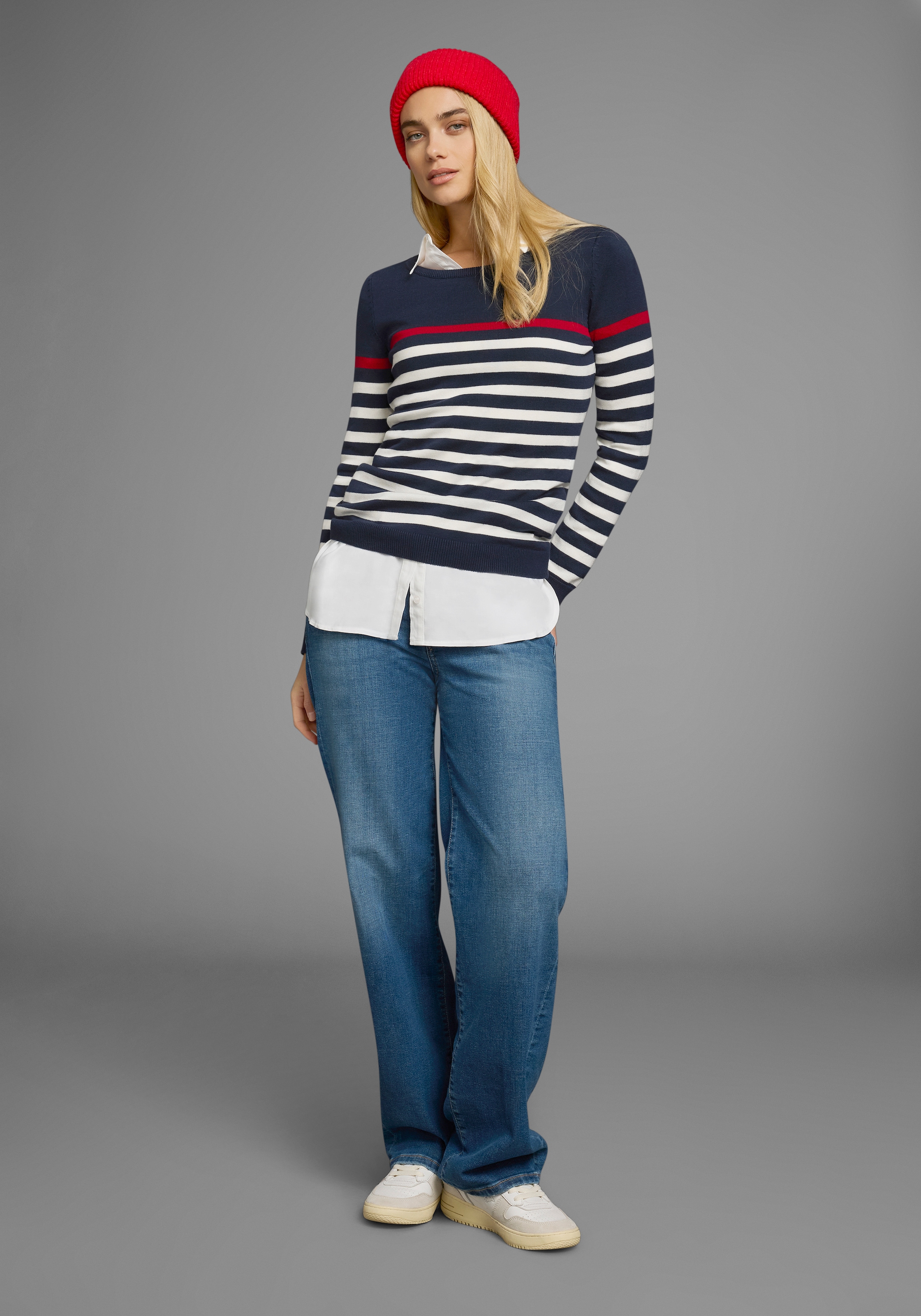 AJC Strickpullover , mit modischen Kontraststreifen