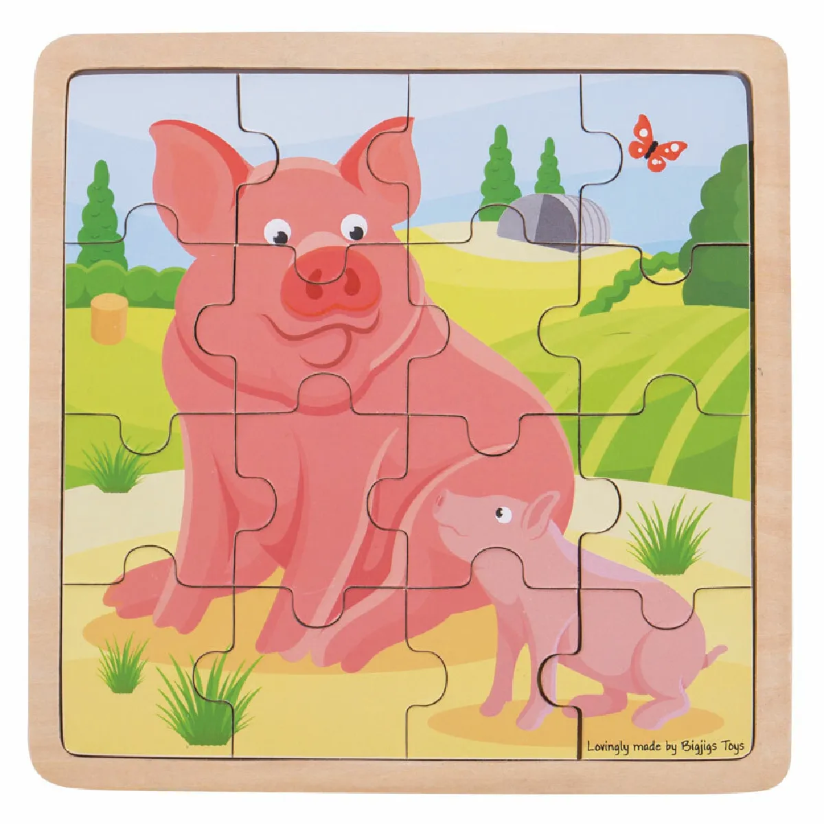 Bigjigs Toys Puzzle bois Cochon et Porcelet