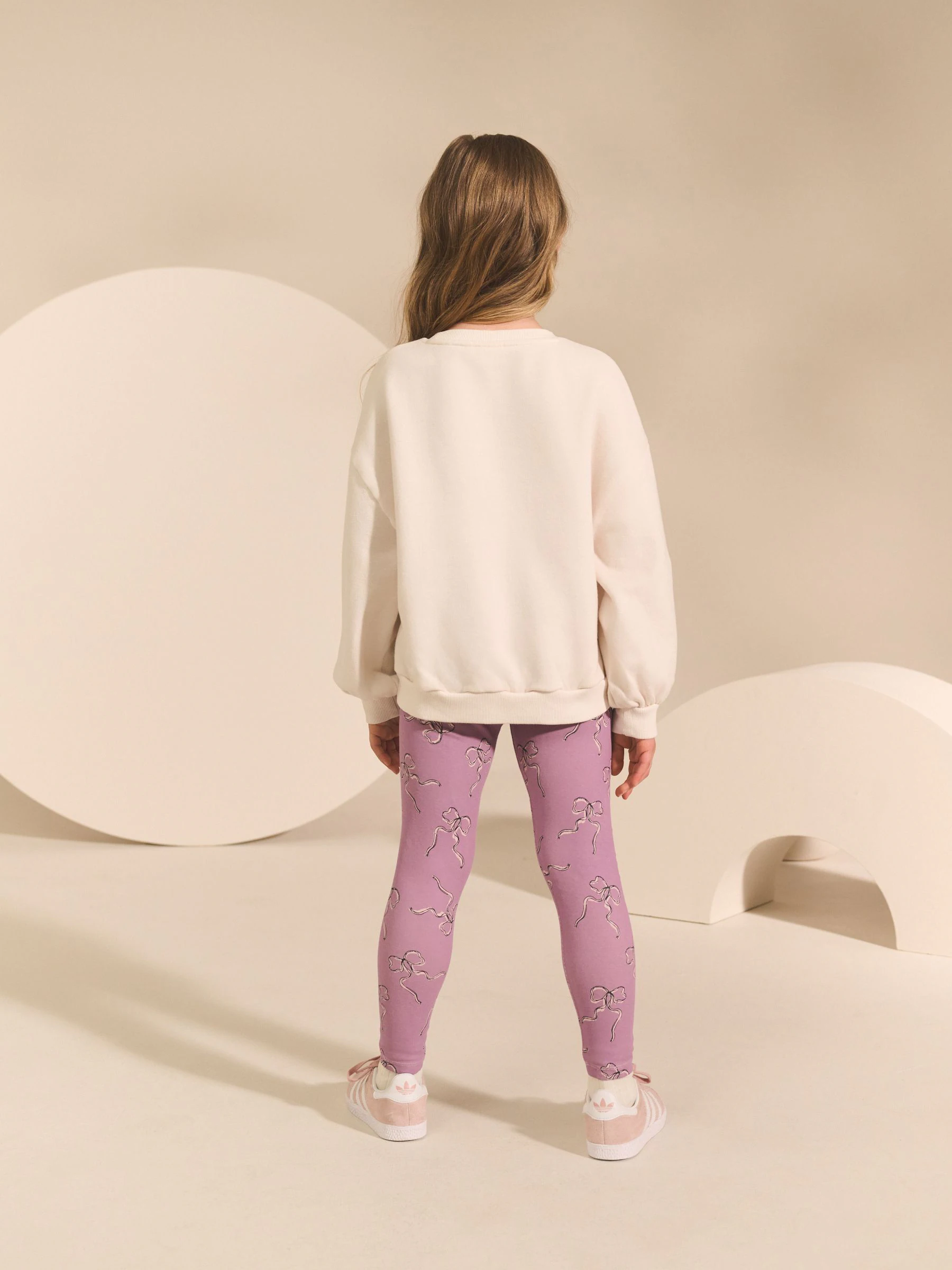Crème/lila Kindness-strik - Set met sweatshirt en legging (3-16jr)