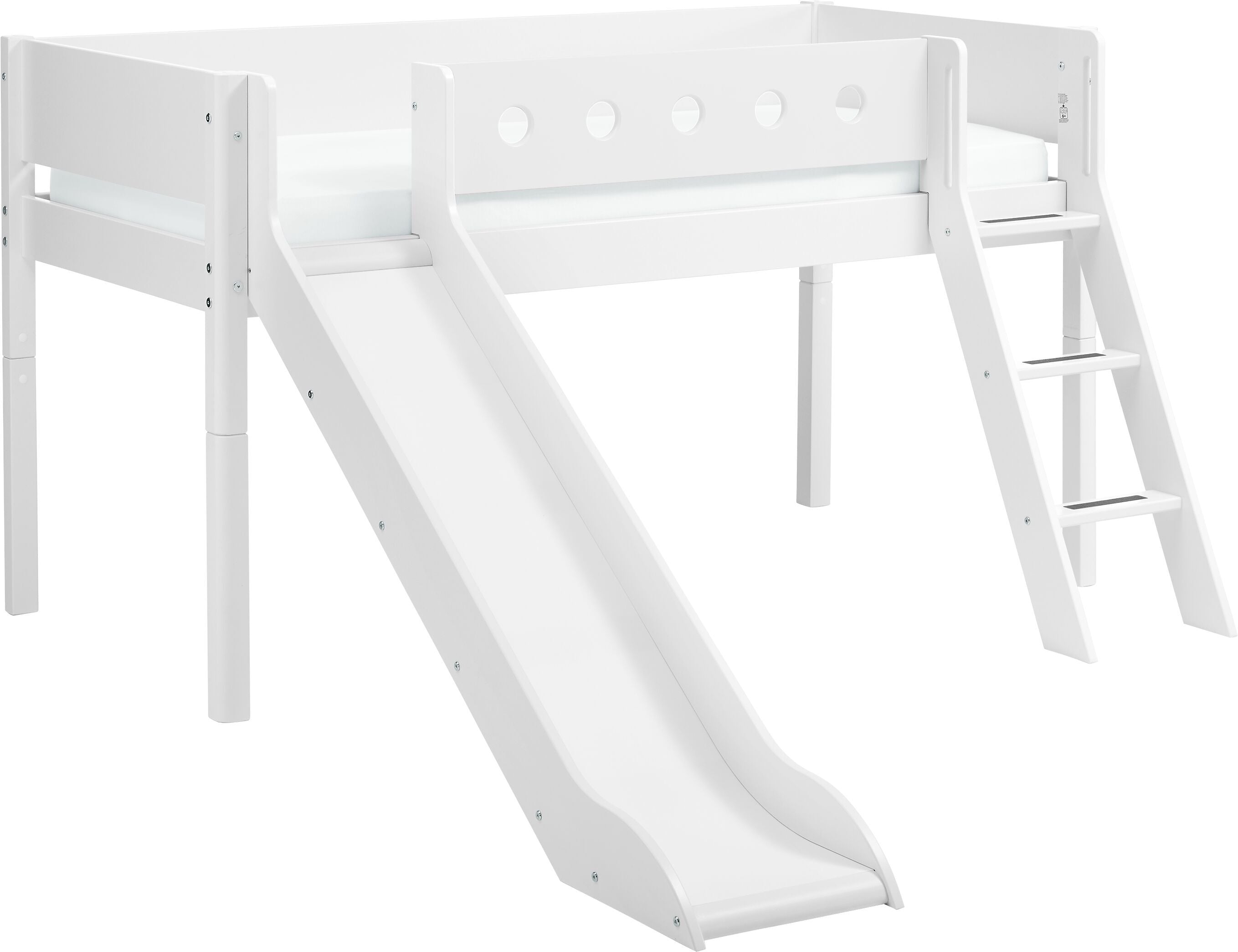 Flexa WHITE Halbhochbett - Weiss / B: 109.0 cm x T: 210.0 cm x H: 120.0 cm