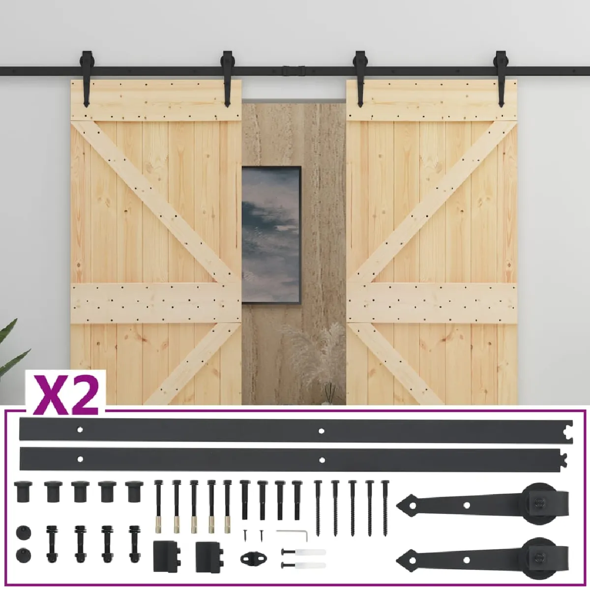 vidaXL Porte coulissante pin massif 80x210 cm