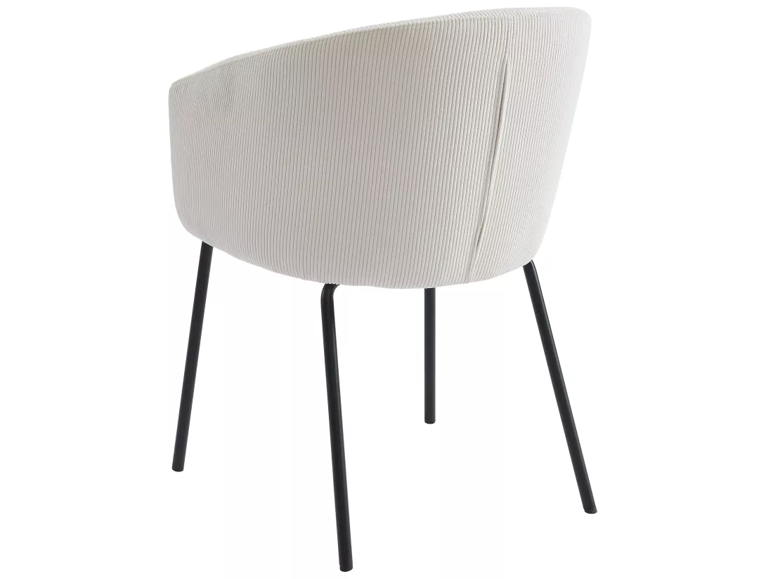 Lot de 2 chaises avec accoudoirs en velours côtelé et métal - Crème - MORONI de Pascal MORABITO