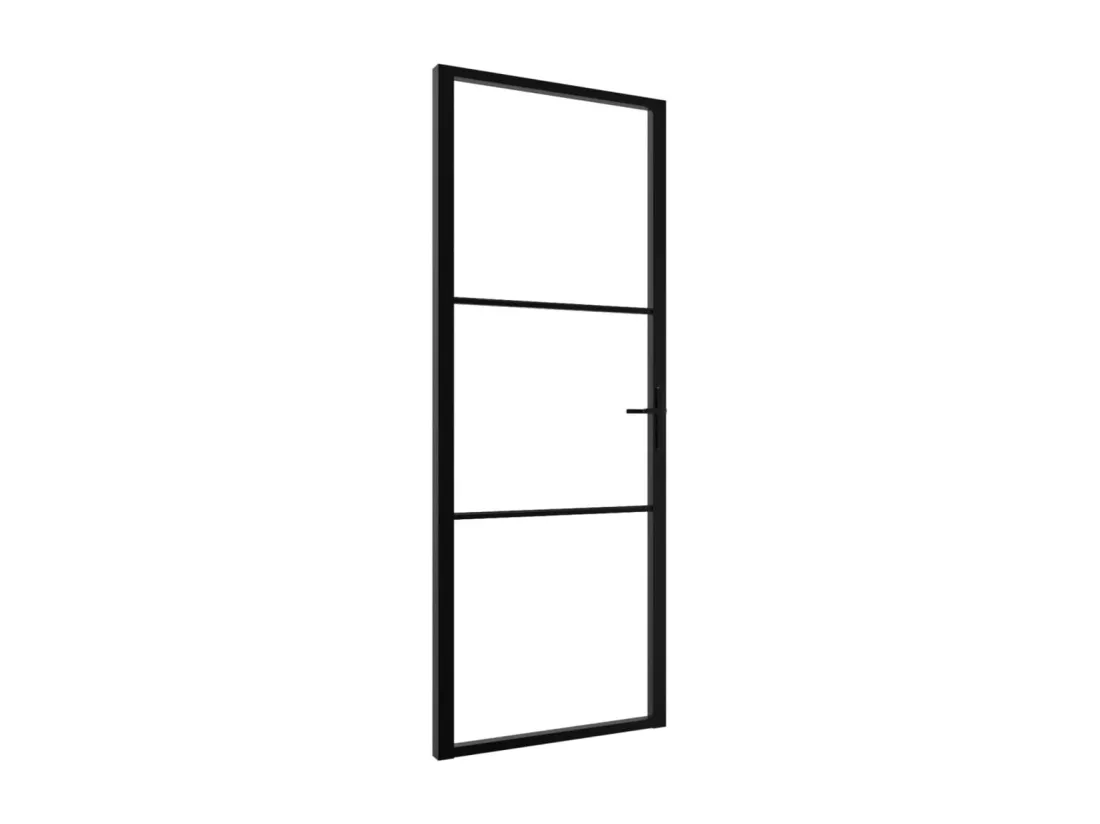 Porte intérieure Verre ESG et aluminium 76x201,5 cm Noir