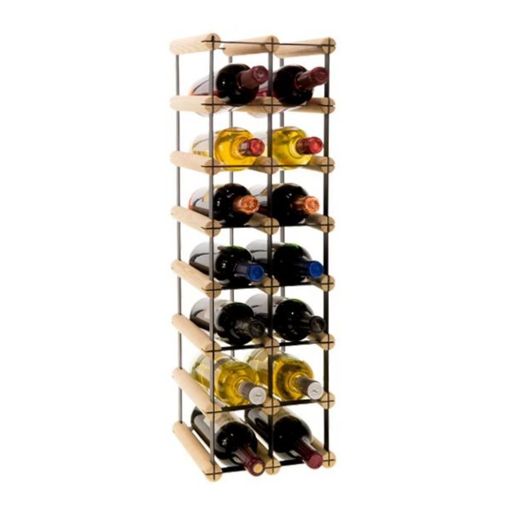 PROREGAL Modulair Wijnrek Vinotega Mod Metaal HxBxD 72,5 x 22,5 x 24,5 cm 2 x 7 Flessen Massief grenenhout Natuurlijk