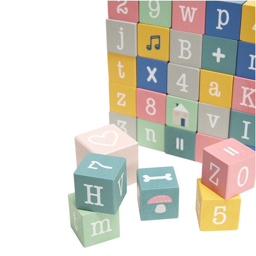 Set de 30 cubes alphabet en bois Little Poesy - Ecru