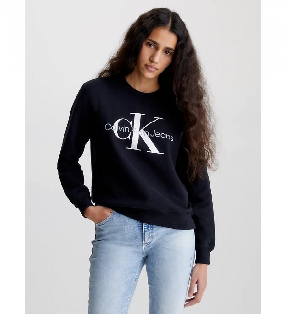 Moletom preto com monograma da Calvin Klein Jeans