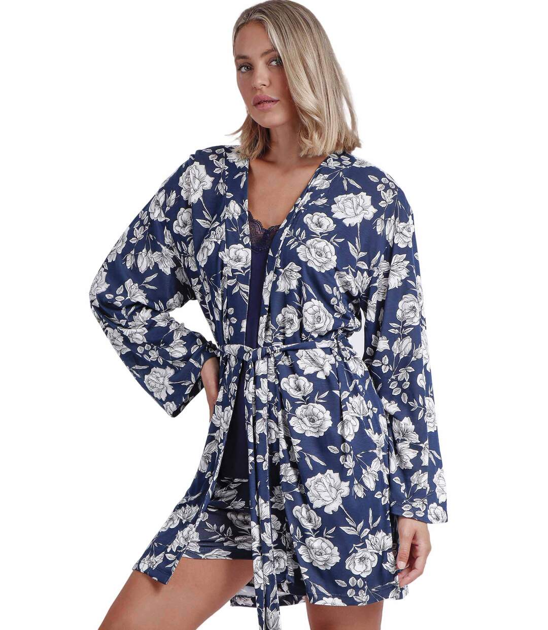 Déshabillé Navy Flowers Admas