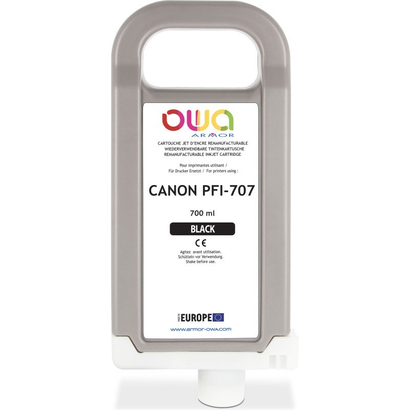 Cartouche d'encre traceur remanufacturable OWA - standard - Noir - pour CANON PFI-707 BK