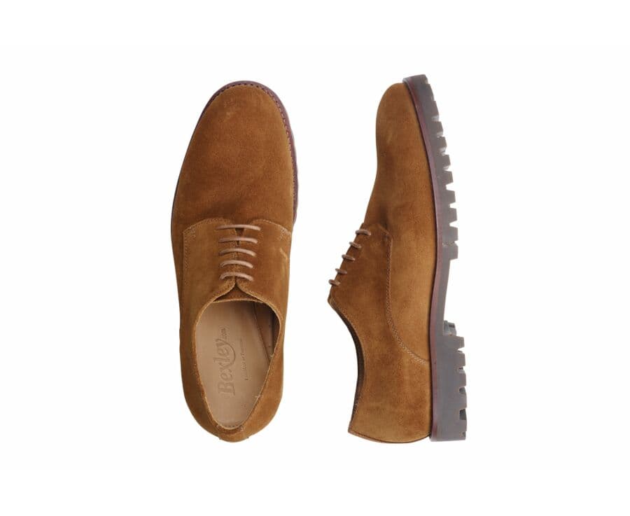 Derbies homme Velours Chamois semelle gomme crantée - BUSHEY GOMME