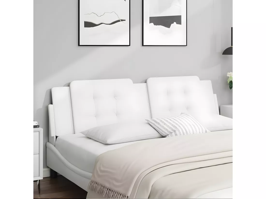 Coussin de tête de lit blanc 180 cm similicuir