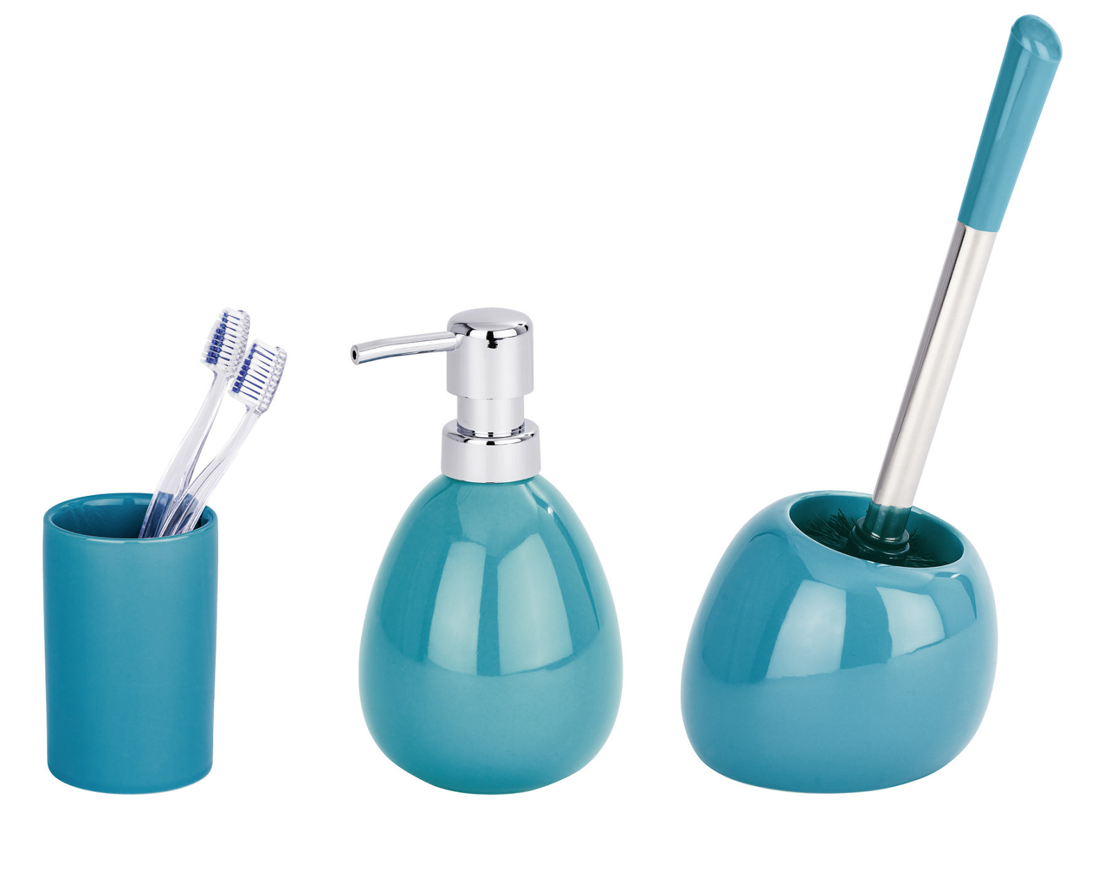 WENKO Bad-Accessoire-Set - POLARIS - petrol - 3-teilig