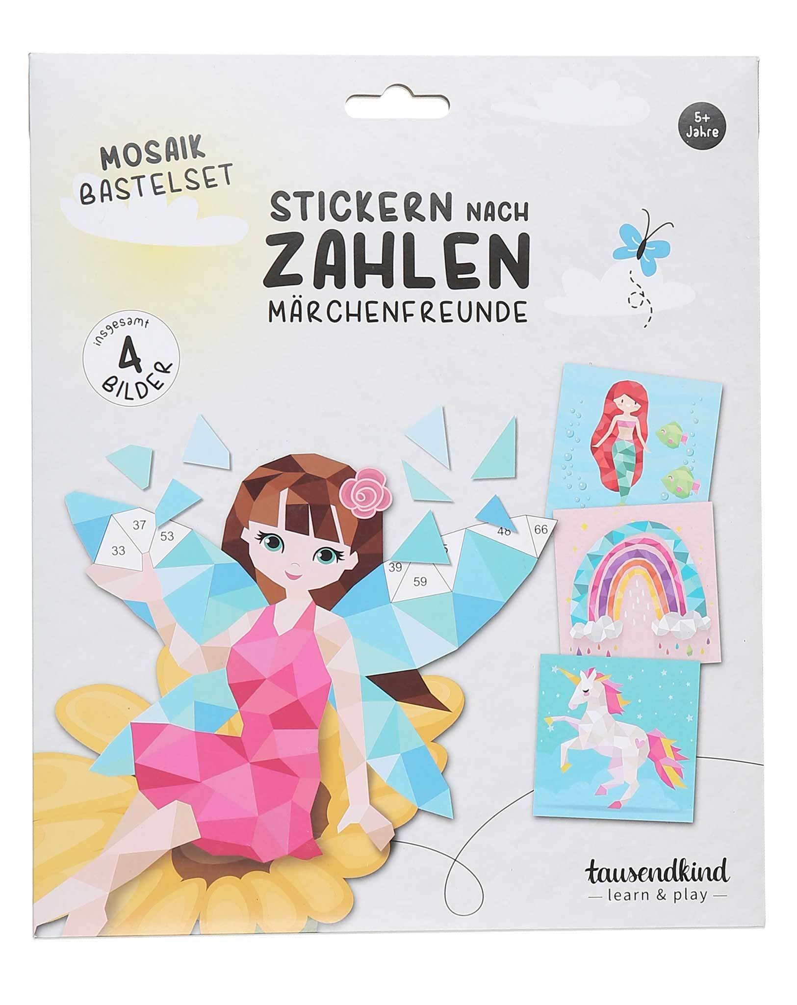 Mosaikbastelset STICKERN NACH ZAHLEN - MÄRCHENFREUNDE 4-teilig