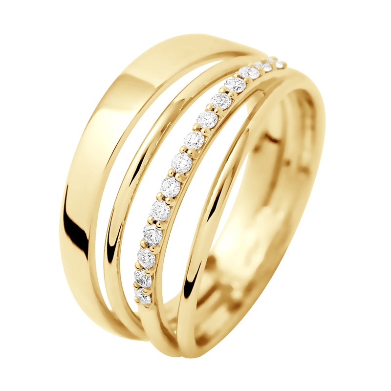 Bague Diamant 0,140 Cts Joaillerie Prestige Or Jaune