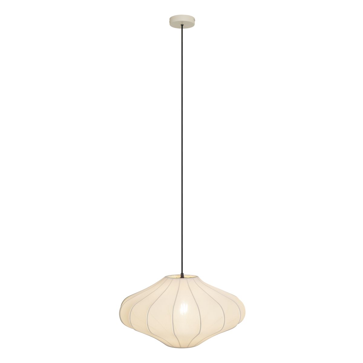 Japandi hanglamp beige met stoffen kap 50cm - Plu